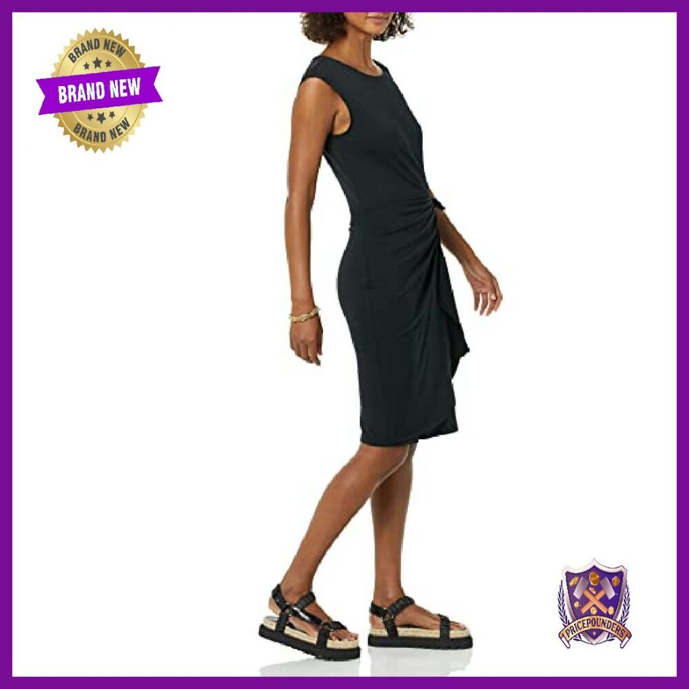 Faux Wrap Dress Slim Fit Matte Jersey 39" Length Day to Night - Picture 4 of 8